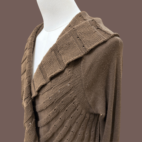 Unbranded Knit Cardigan | Brown Ruffle Detail | Size L | Vintage - Picture 4 of 5